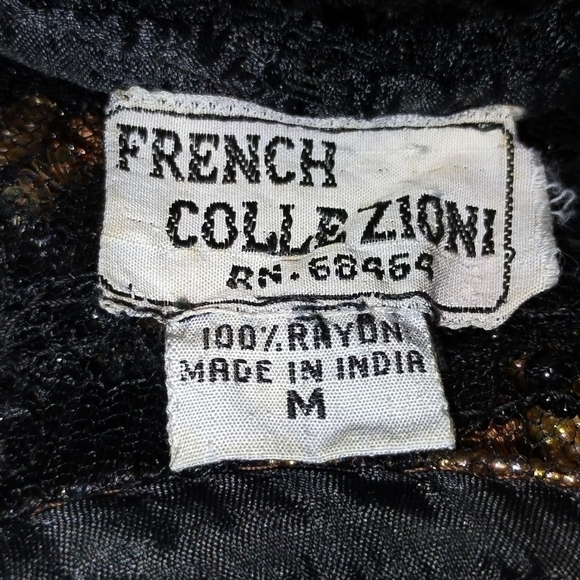 Vintage Black Chiffon Dress with Gold Sequin & Beaded Bodice – Holiday Glam Cock - Picture 7 of 9